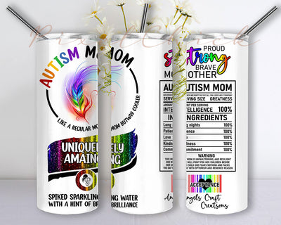 Autism Mom Glitter Tumbler PNG, Autism Mom Glitter 20oz Skinny Tumbler Sublimation Designs Tumbler for Straight/Tapered PNG File Digital Download Sublimation PixelChick 
