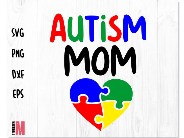 Autism Mom Puzzle Heart SVG SVG CreativeStudioTM 