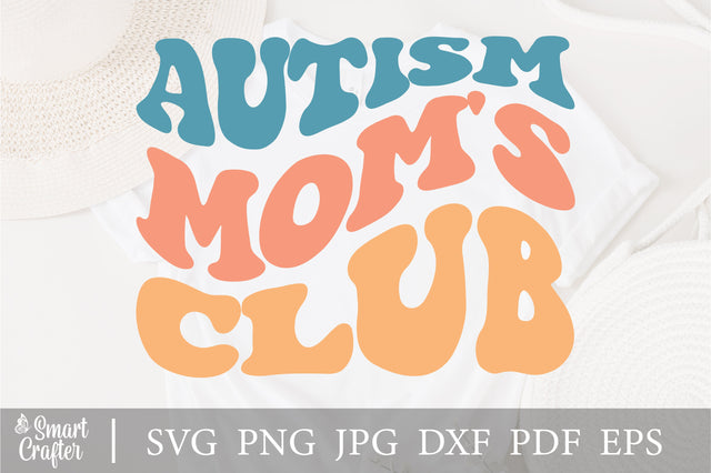 Autism mom's club svg wavy style svg, EPS PNG Cricut Instant Download SVG Fauz 