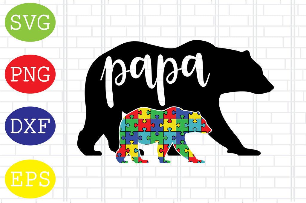 Autism Papa and Baby Bear Svg, Autism Puzzle Svg, Autism Love Svg, Png ...