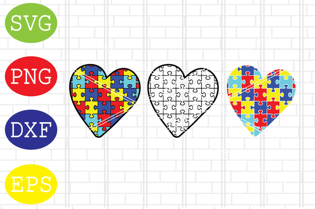 Autism Puzzle Heart (3) Svg, Proud Autism Svg, Autism Love Svg, Png, Eps, Dxf Files SVG DigitalSvgFiles 