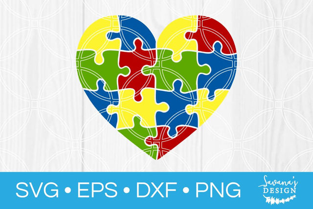 Autism Puzzle Heart SVG SavanasDesign 