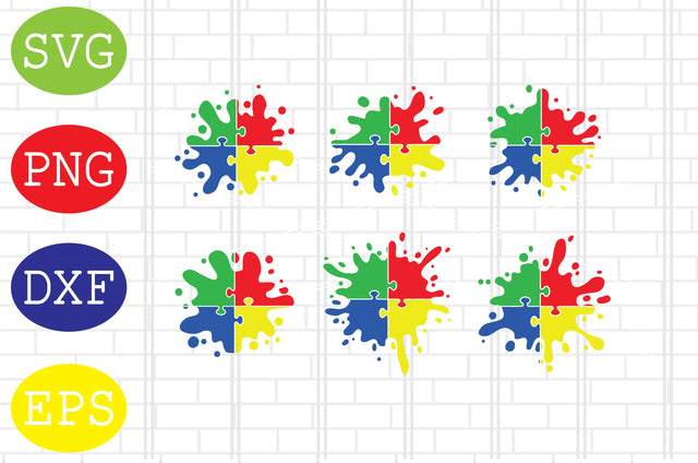 Autism Puzzle Paint Splatter Svg, Autism Puzzle Svg, Autism Love Svg, Png, Eps, Dxf Files SVG DigitalSvgFiles 