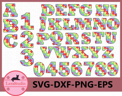 Autism Puzzles Font Svg SVG Lerastudio 