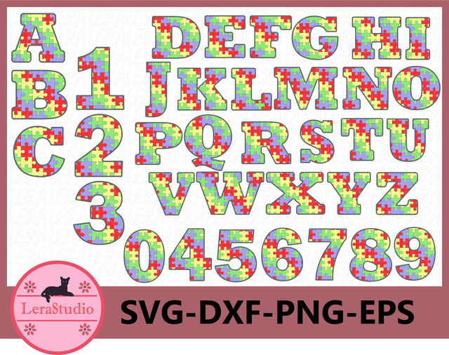 Autism Puzzles Font Svg SVG Lerastudio 