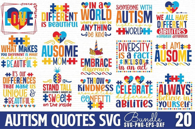 Autism Quotes Svg Bundle SVG DESIGNISTIC 