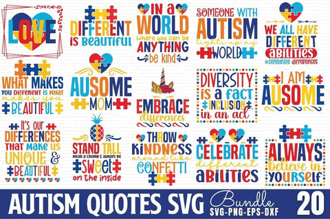 Autism Quotes Svg Bundle SVG DESIGNISTIC 