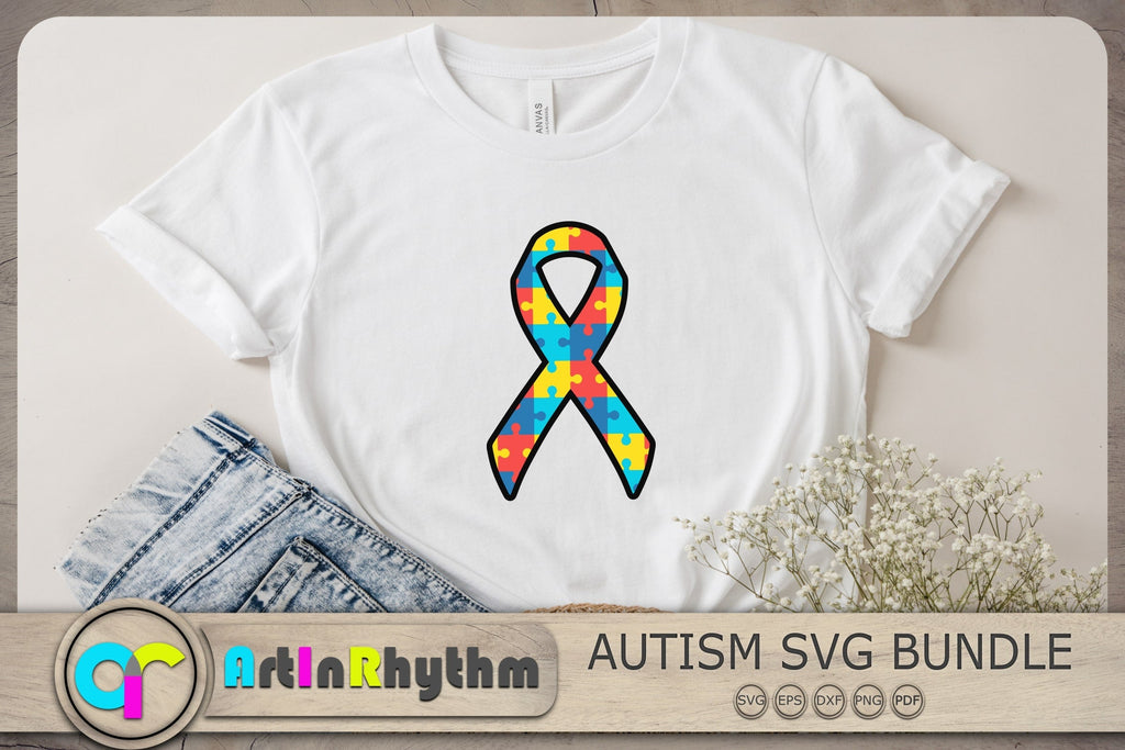 Autism Ribbon Svg, Autism Awareness Svg, Autism Svg, Ribbon Svg - So Fontsy