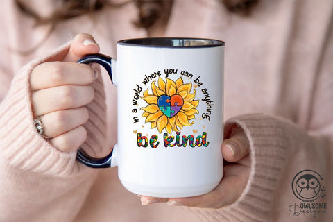 Autism Sunflower Be Kind PNG Sublimation Owlsome.Designs 