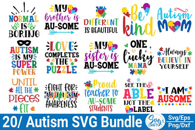 Autism Svg Bundle, Autism Awareness Svg, Autism Quote Svg, Au-Some Svg, Autism Mom Svg, Puzzle Svg, Autism Ribbon Svg, Puzzle Piece Svg SVG Svgcraft 