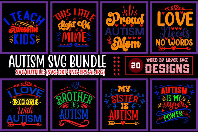 Autism SVG Bundle, Autism Awareness Svg, Autism Svg, Dxf, Png, Eps, Pdf, Svg Cut Files, Autism Quotes, Autism Love Svg, Cricut, Silhouette SVG Blessedprint 