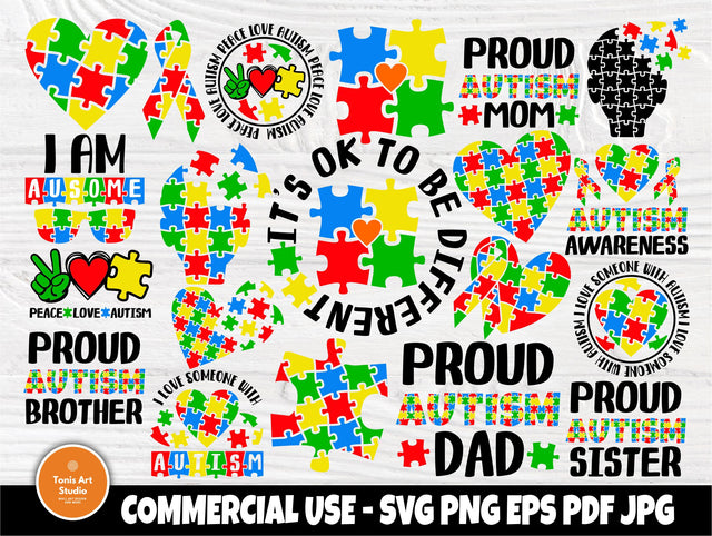 Autism SVG Bundle, Autism Svg, Autism Awareness Svg, Autism Love Svg, Autism Mom Svg, Proud Autism Pack, Cut Files, Cricut, Silhouette, PNG SVG TonisArtStudio 