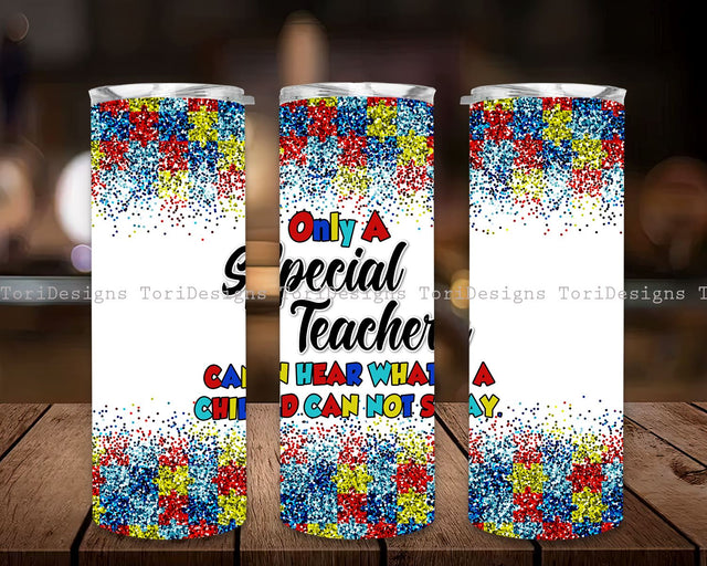 Autism Teacher Tumbler Wrap, Teacher Tumbler Designs, Teacher Tumbler Wrap, Teacher Appreciation 20oz Skinny Tumbler Wrap Png Sublimation ToriDesigns 