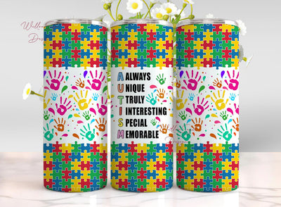Autism Tumbler, 20oz Skinny Tumbler Design, Autism Wrap PNG, Autism Awareness, Tumbler Wrap Design, Rainbow Tumbler Wrap, Awareness Tumbler Sublimation WillowSageDesign 