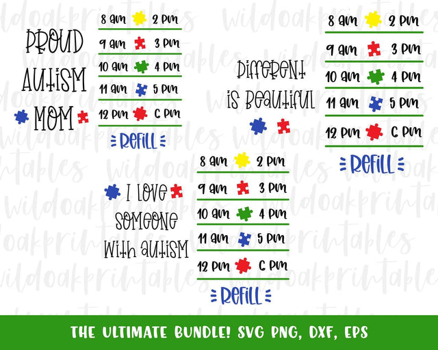 autism water bottle tracker svgs, autism mom water tracker svg, water bottle tracker clipart, drink your water svg, autism svg bundle SVG WildOakSVG 