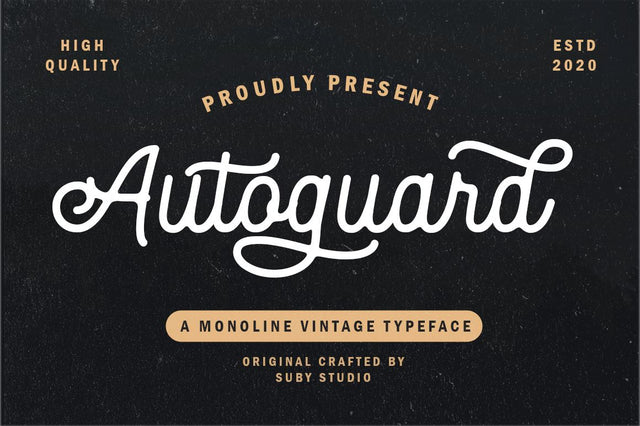 Autoguard Monoline Script Font Suby Studio 