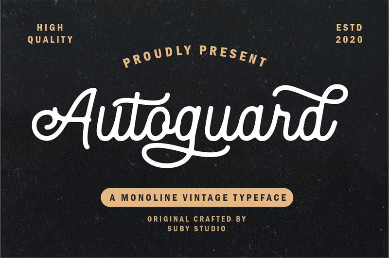 Autoguard Monoline Script Font Suby Studio 