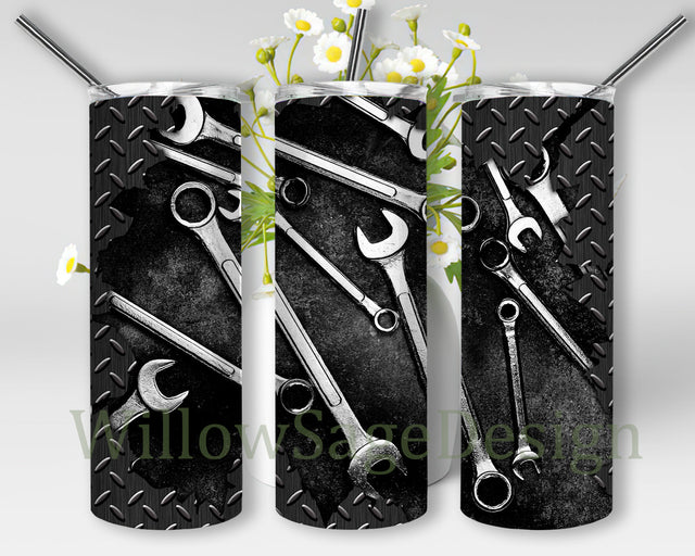 Automotive Tools Tumbler Png, Mechanic 20oz Skinny Tumbler, Dark Metal Design Png, Tools Tumbler Template, Mechanic Sublimation Design, Instant Download Sublimation WillowSageDesign 