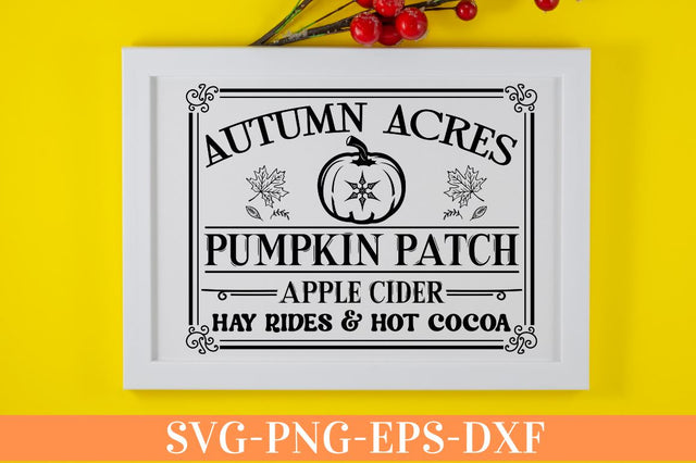 Autumn acres pumpkin patch apple cider hay rides & hot cocoa SVG SVG DESIGNISTIC 