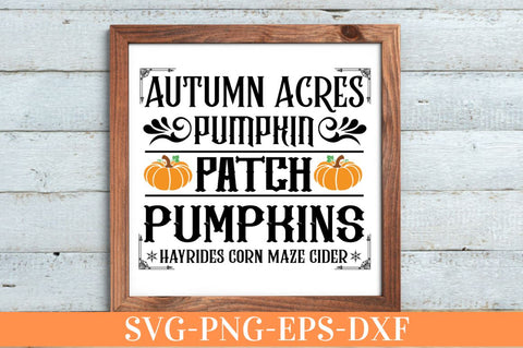 Autumn acres pumpkin patch pumpkins hayrides corn maze cider SVG SVG DESIGNISTIC 