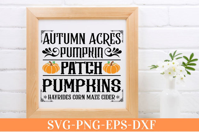 Autumn acres pumpkin patch pumpkins hayrides corn maze cider SVG SVG DESIGNISTIC 