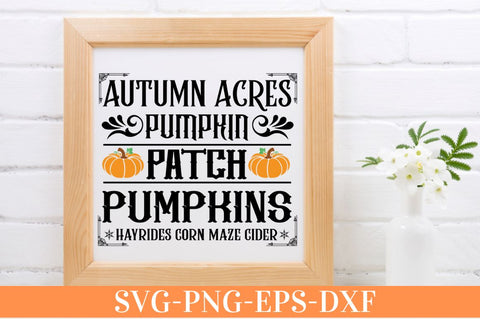 Autumn acres pumpkin patch pumpkins hayrides corn maze cider SVG SVG DESIGNISTIC 