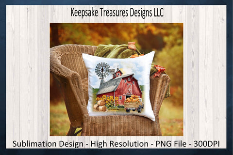 Autumn At The Farm Red Barn, Pumpkin Truck PNG Sublimation Design, Fall Farmhouse Barn, Digital Download, Fall Sunflower Printable PNG Sublimation Keepsake Treasures Designs LLC. 