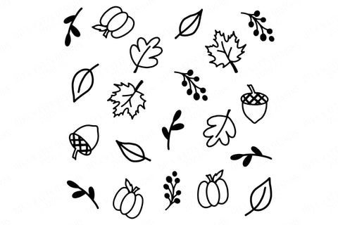 Autumn Background Pattern SVG | Hand Drawn SVG | Fall SVG | Pumpkins Leaves Acorns svg | Printables SVG Diva Watts Designs 
