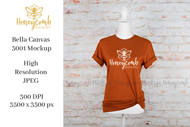 Autumn Bella Canvas 3001 T-Shirt Mockup, Women's T-Shirt Mockup, Fall Mockup Mock Up Photo Honeycomb Mockups 
