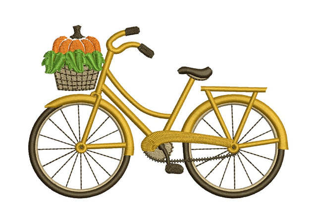 Autumn Bicycle Embroidery Design. Fall Bike with Pumpkin Machine Embroidery Design Embroidery/Applique DESIGNS NextEmbroidery 