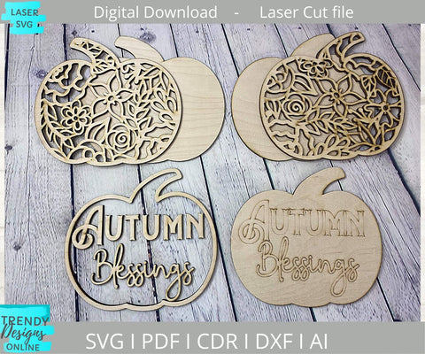 Autumn Blessings Pumpkins Glowforge laser cut svg SVG Trendy Designs Online 