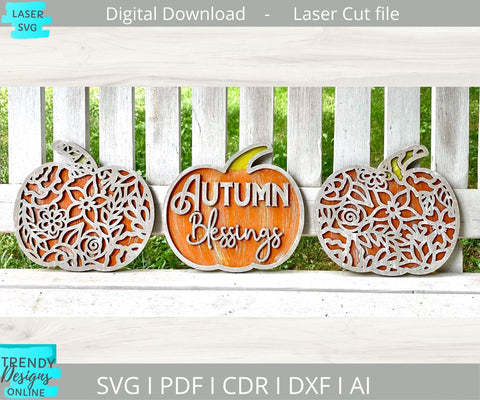 Autumn Blessings Pumpkins Glowforge laser cut svg SVG Trendy Designs Online 