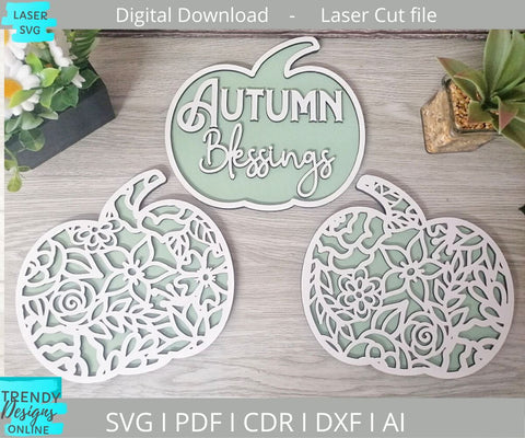 Autumn Blessings Pumpkins Glowforge laser cut svg SVG Trendy Designs Online 