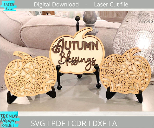 Autumn Blessings Pumpkins Glowforge laser cut svg SVG Trendy Designs Online 