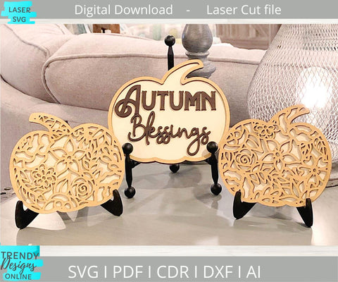 Autumn Blessings Pumpkins Glowforge laser cut svg SVG Trendy Designs Online 