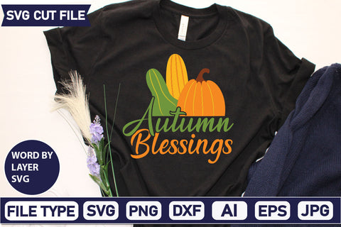 Autumn Blessings SVG Cut File SVGs quotes-and-sayings food-drink mini-bundles print-cut on-sale Clipart Clip Art Sublimation or Vinyl Shirt Design SVG DesignPlante 503 