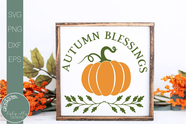 Autumn Blessings SVG-Farmhouse SVG-Pumpkin SVG SVG Linden Valley Designs 