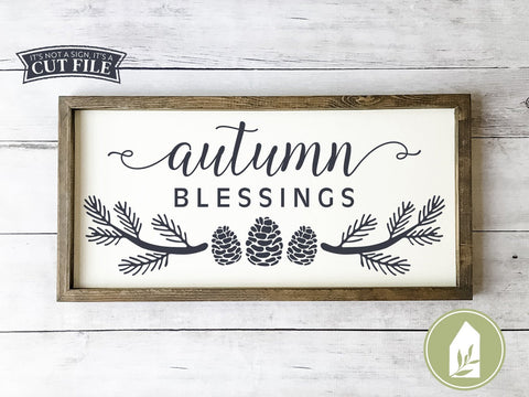Autumn Blessings SVG | Pinecone SVG | Rustic Sign Design SVG LilleJuniper 