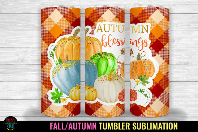 Autumn Blessings Tumbler Sublimation I Fall Tumbler Wrap PNG Sublimation Happy Printables Club 