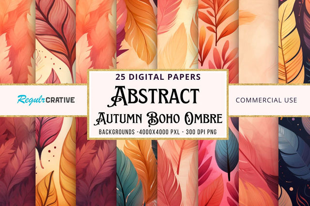 Autumn Boho Ombre backgrounds bundle Sublimation Regulrcrative 