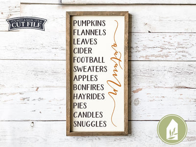 Autumn Bucket List SVG | Fall SVG | Farmhouse Sign Design SVG LilleJuniper 