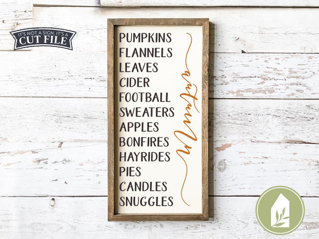Autumn Bucket List SVG | Fall SVG | Farmhouse Sign Design SVG LilleJuniper 