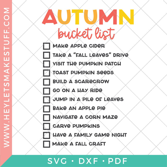 Autumn Bucket List SVG Hey Let's Make Stuff 
