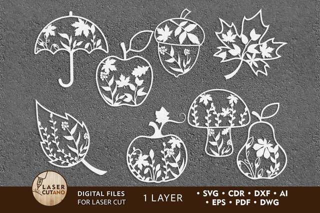 Autumn Bundle Laser Cut Files, Mandala, Round SVG, 3D Designs, Mini Design Bundles, Paper Crafts, Sublimation Designs SVG LaserCutano 