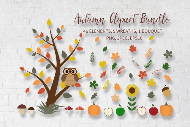 Autumn Clipart Bundle. Fall Forest Clip Art Set. Sublimation LaBelezoka 