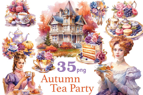 Autumn Clipart Bundle | Tea Party PNG SVG GlamArtZhanna 