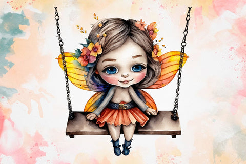Autumn Cute Fairy Watercolor Clipart Sublimation Rupkotha 