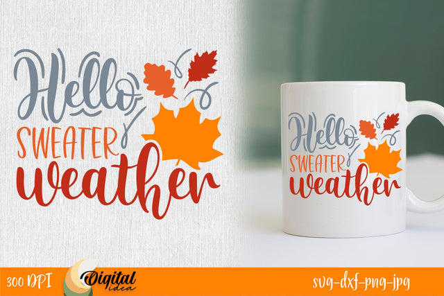 Autumn Design Inscription SVG. Hello Sweater Weather SVG. SVG Evgenyia Guschina 