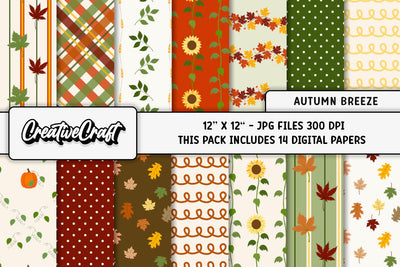 Autumn Fall Digital Papers, scrapbook backgrounds design Digital Pattern CreativeCraftShop 