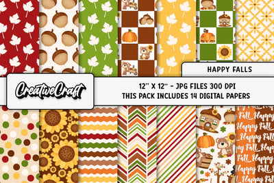 Autumn Fall Digital Papers, scrapbook backgrounds designs thankgiving Digital Pattern CreativeCraftShop 